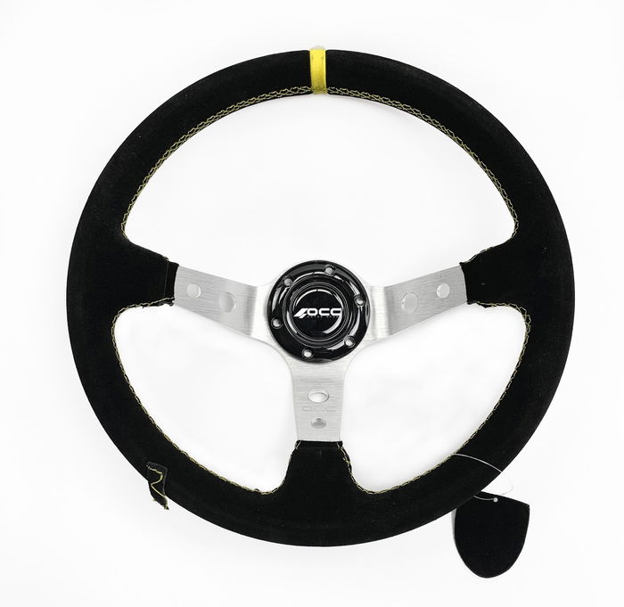 Occ Motorsport OCCVOL001 Volant Déplacé Cuir Suédé Argent 350 mm Simulateur Occ Motorsport OCCVOL001 Volant Déplacé Cuir Suédé Argent 350 mm Simulateur