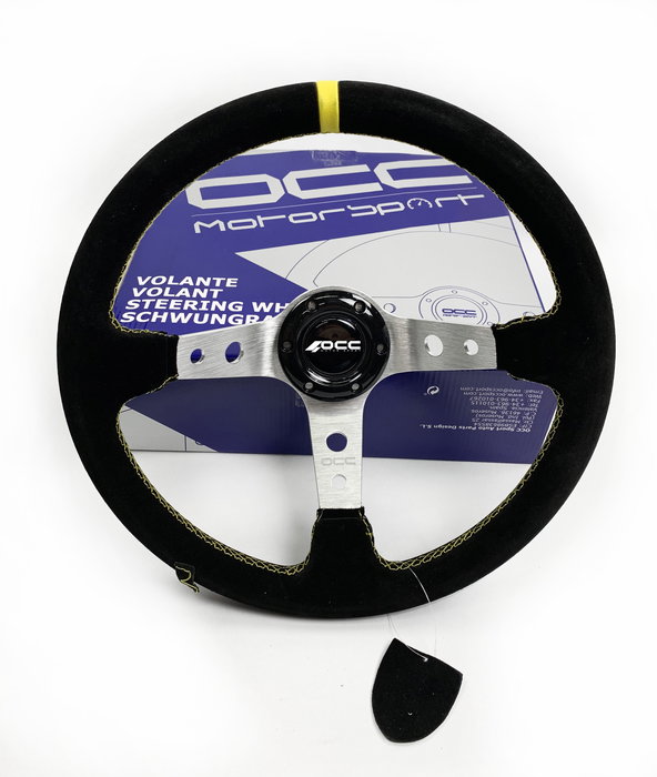 Occ Motorsport OCCVOL001 Volant Déplacé Cuir Suédé Argent 350 mm Simulateur Occ Motorsport OCCVOL001 Volant Déplacé Cuir Suédé Argent 350 mm Simulateur