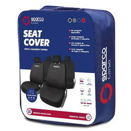Sparco SPCS441RD Housses Sièges Voiture Noir-Rouge Jeu Complet 5 Appuie-Têtes