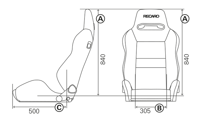 Recaro SR5-SPEED Siège Baquet Cuir Artificiel Noir Pilote & Co-Pilote