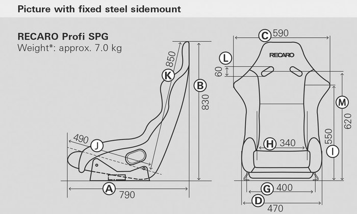 Recaro Siège Recaro Fia Profi Spg - Velour Noir Pilote&Copilote RC07091032 Siège de Voiture FIA
