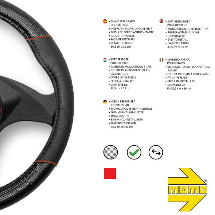 Momo Housse De Volant Universel Noir Et Rouge 38-39 cm MOMLSWC013BR