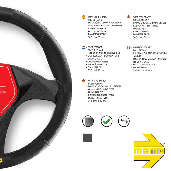 Momo Housse De Volant Universel Noir Et Gris 38-39 cm MOMLSWC010BG
