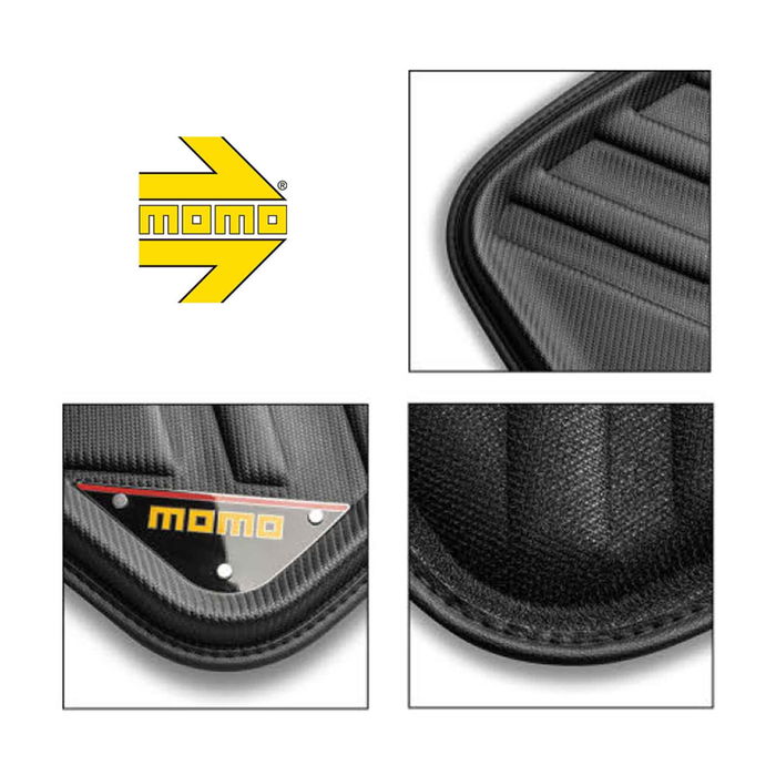 Momo Drive.Crb-Blk MOML3MDBSS Tapis De Voiture Universel Noir Coutures Blanches Aluminium Momo Drive.Crb-Blk MOML3MDBSS Tapis De Voiture Universel Noir Coutures Blanches Aluminium