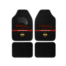 Momo Ensemble de 4 tapis universels Noir/Rouge
