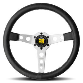 MOMO Volant Momo Prototipo Heritage 350 Sil MOMVPROHERIT35SR Cuir Noir Argent 350mm
