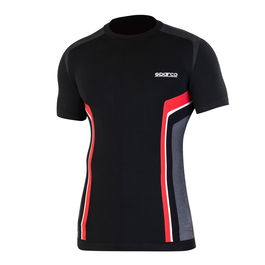 Sparco T-Shirt Hyper-T Taille M Noir-Rouge S01371NRRS2M, T-Shirt de Jeu Sans Coutures, Polypropylène, Polyamide, Élasthanne