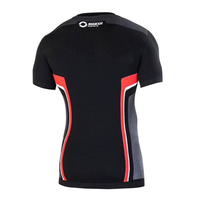 Sparco T-Shirt Hyper-T Taille M Noir-Rouge S01371NRRS2M, T-Shirt de Jeu Sans Coutures, Polypropylène, Polyamide, Élasthanne
