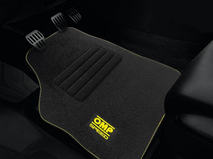 OMP Speed Tapis de Voiture Universels 4 Pièces Noire Velours Lavable OMPS14070001