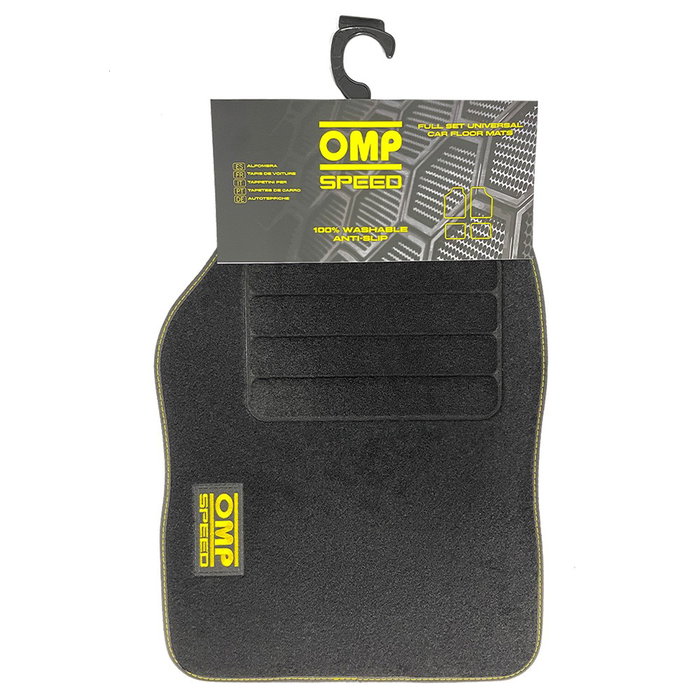 OMP Speed Tapis de Voiture Universels 4 Pièces Noire Velours Lavable OMPS14070001