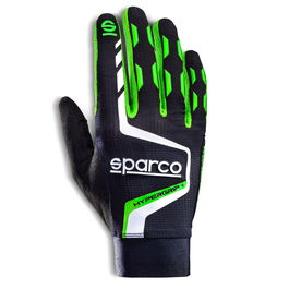 Sparco Gants Hypergrip+ T 10 Noir-Verte S00209510NRVF pour Simulation de Course, Poignets Élastiques, Renfort en Mousse, Sensible au Toucher