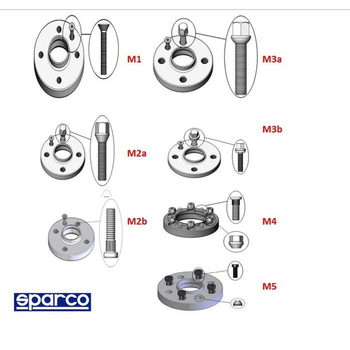 Sparco Séparateurs 4x108 65.0 B M12x1.25 25mm Type M5 Sparco Séparateurs 4x108 65.0 B M12x1.25 25mm Type M5