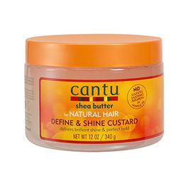 Cantu FOR NATURAL HAIR Define & Shine Custard 340g - Gel pour cheveux ondulés, bouclés et afro, définition et brillance
