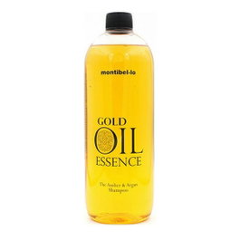 Montibel·Lo Champú Gold Oil Essence Shampooing 1000 mL - Soin Réparateur à l'Huile d'Argan et d'Ambre - Pour Tous Types de Cheveux - Paraben Free