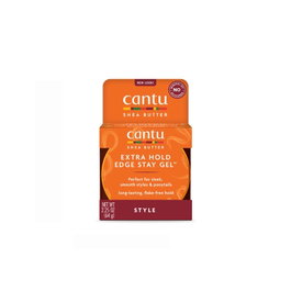 Cantu Gel Fixateur Beurre de Karité pour Contours Edge Stay 64g - Fixation Longue Durée sans Résidus - Sans Sulfates, Parabènes, Silicones