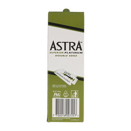 Zzmen Lames de rasage doubles superieures Platinum Astra en acier inoxidable recouvert de platino - Boîte de 100 lames
