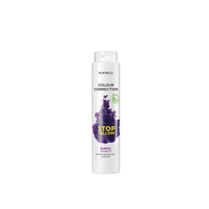Montibel·Lo Colour Correction Stop Yellow Shampoing Neutralisant Pigments Violets pour Reflets Jaunes - 300 mL