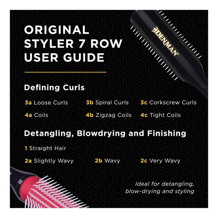 Denman Cepillo D3 The Original Styler - Brosse de coiffure 7 rangs pour définir, démêler et lisser les cheveux, peignage avec tension, utilisation sèche et humide
