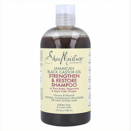 Shea Moisture Shampoo Fortifiant et Régénérant à l'Huile de Ricin Noir de Jamaïque 384 ml - Pour cheveux colorés, lissés ou bouclés