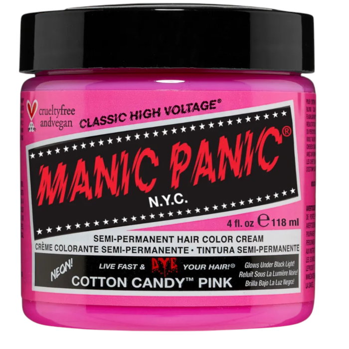 Manic Panic - Teinture capillaire semi-permanente Classic High Voltage Cotton Candy Pink - Rose barbe à papa - 118 ml