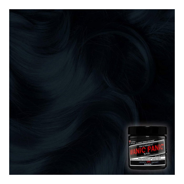 Manic Panic Classic Raven - Teinture Capillaire Semi-Permanente Noire Intense - Colorant Vegan sans Ammoniaque et Parabens - Pour Cheveux Secs