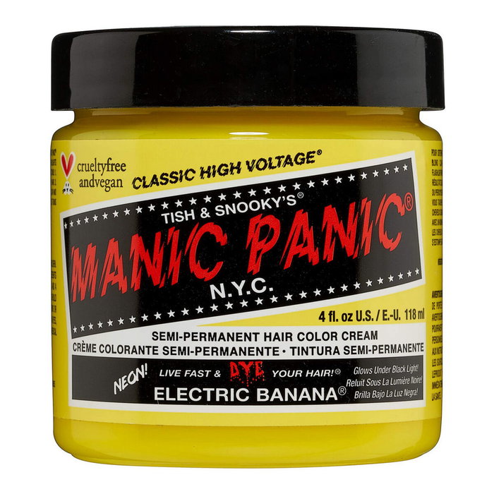 Manic Panic Classic Electric Banana - Teinture capillaire semi-permanente de couleur fantaisie intense - Formulation vegane, sans ammoniaque - Pour cheveux clairs Manic Panic Classic Electric Banana - Teinture capillaire semi-permanente de couleur fantaisie intense - Formulation vegane, sans ammoniaque - Pour cheveux clairs