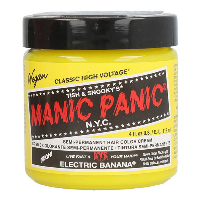 Manic Panic Classic Electric Banana - Teinture capillaire semi-permanente de couleur fantaisie intense - Formulation vegane, sans ammoniaque - Pour cheveux clairs Manic Panic Classic Electric Banana - Teinture capillaire semi-permanente de couleur fantaisie intense - Formulation vegane, sans ammoniaque - Pour cheveux clairs
