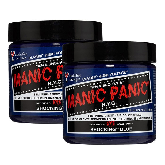 Manic Panic Classic Shocking Blue - Teinture semi-permanente pour cheveux couleur bleu électrique - Formule végétalienne sans ammoniaque - Soin réparateur et brillant