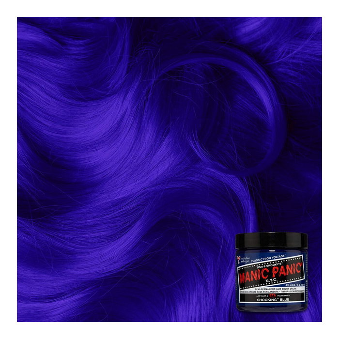 Manic Panic Classic Shocking Blue - Teinture semi-permanente pour cheveux couleur bleu électrique - Formule végétalienne sans ammoniaque - Soin réparateur et brillant