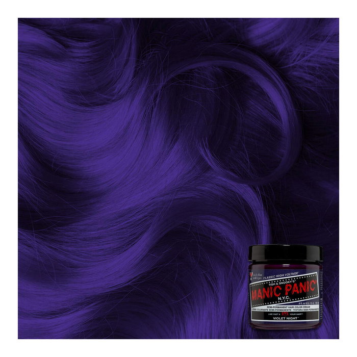 Manic Panic Classic Violet Night - Teinture capillaire semi-permanente couleur violet intense pour cheveux - Soin nourrissant vegan sans ammoniaque