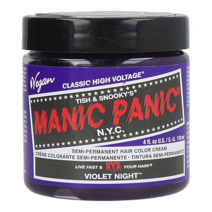 Manic Panic Classic Violet Night - Teinture capillaire semi-permanente couleur violet intense pour cheveux - Soin nourrissant vegan sans ammoniaque