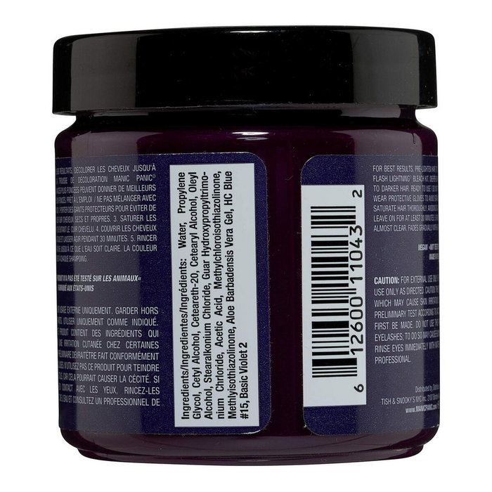 Manic Panic Classic Violet Night - Teinture capillaire semi-permanente couleur violet intense pour cheveux - Soin nourrissant vegan sans ammoniaque