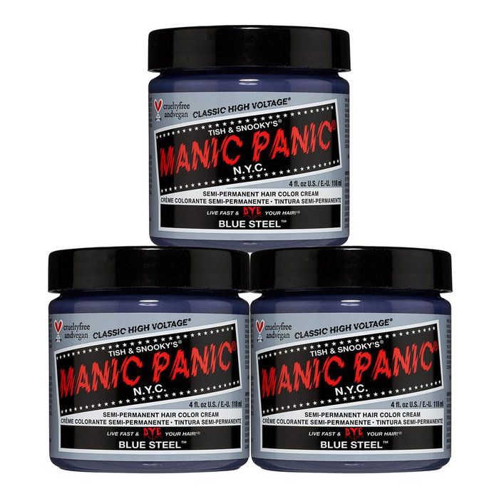 Manic Panic - Tinture Fantasy Semicsssssssssssssss Permanente Vegan - Blue Steel - Coloration Intense Avec Soin, Sans Ammoniac