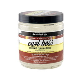 Aunt Jackie's Gelée Curl Boss Coco Cream 426 g - Gel Coiffant Rizos au Coco, sans Sulfates, sans Parabènes - Pour Sculpter et Maintenir les Boucles