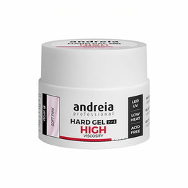 Andreia Hard Gel de construction 2 en 1 - Gel haute viscosité autonivelant couleur rose soft, sans échauffement - 44g - Compatible LED et UV