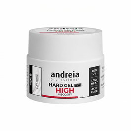 Andreia Hard Gel de Construction 2 en 1 - Haute Viscosité Blanc Doux 44g - Autonivelant Sans Chaleur - Cure LED et UV