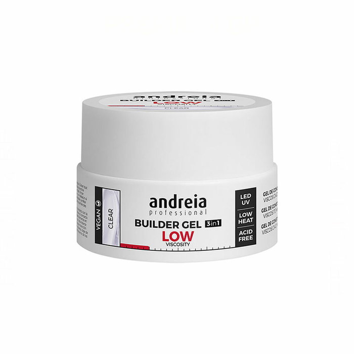 Andreia Builder Gel Low Viscosity Clear - Gel de construction 3 en 1 basse viscosité transparent sans chauffage - 22 grammes Andreia Builder Gel Low Viscosity Clear - Gel de construction 3 en 1 basse viscosité transparent sans chauffage - 22 grammes