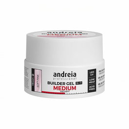Andreia - Builder Gel 3-en-1 Viscosité Moyenne Couleur Rose Pâle 22g - Base, Construction et Top Coat Autonivelant, pour LED/UV
