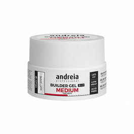 Andreia Builder Gel 3 en 1 Viscosité Moyenne Blanc Doux 22g - Gel de Construction Autonivelant Sans Acide pour UV/LED