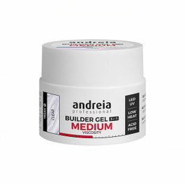 Andreia Builder Gel 3 en 1 - Gel de construction autonivelant, Viscosité moyenne, Clair, Sans chauffage - 44g - Pour lampes LED et UV