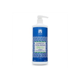 Valquer - Shampoing Réparation Total Zero - 1000 ml - Pour cheveux secs et abîmés - Avec caviar vert et capsules de coton - Sans sulfates, sans silicones