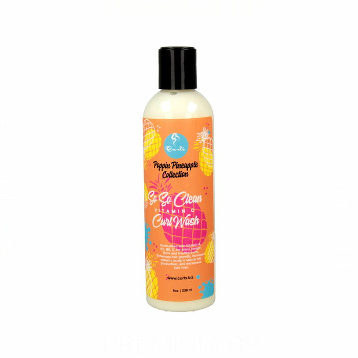 Curls So So Curl Wash 236 mL - Nettoyant Hydratant aux Vitamines et Extrait d'Ananas pour Boucles et Cuir Chevelu
