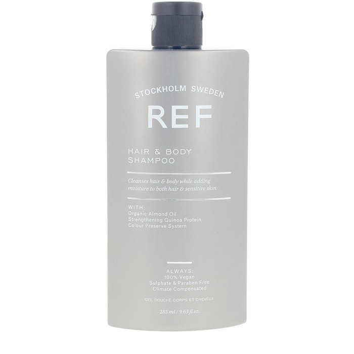 Ref Shampoing Cheveux & Corps 285 ml aux Huiles Bio d'Amande, Montana, Caméline et Extrait d'Arnica Ref Shampoing Cheveux & Corps 285 ml aux Huiles Bio d'Amande, Montana, Caméline et Extrait d'Arnica