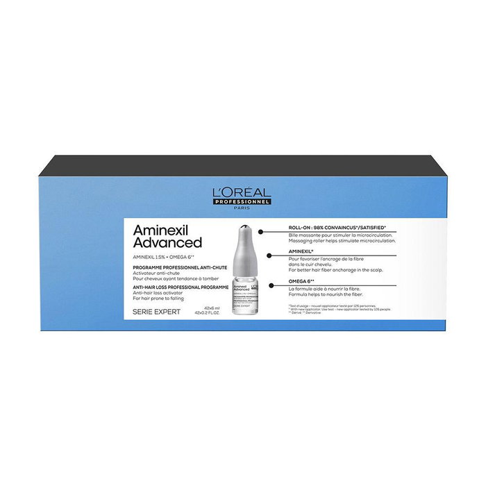 L'Oreal Aminexil Advanced - Programme Professionnel Anti-Chute Intense - Activateur Anti-Chute des Cheveux - 42 ampoules de 6 ml