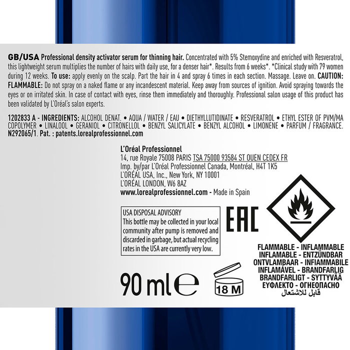 L'Oréal Professionnel Paris SERIOXYL ADVANCED Sérum activateur de densité cheveux fins au magnésium 90 ml