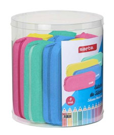 Safta Set de 8 porte-crayons carrés Glitter Silicone - Modèles assortis
