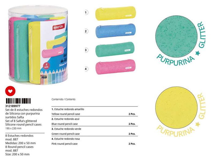 Safta - Set de 8 Porte-clés Ronds Assortis en Silicone Pailleté - Modèles Variés - Recommandé 3 Ans - Bleu Safta - Set de 8 Porte-clés Ronds Assortis en Silicone Pailleté - Modèles Variés - Recommandé 3 Ans - Bleu