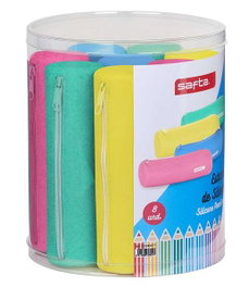 Safta Set de 8 boîtes rondes assorties Glitter Silicone - Bleu