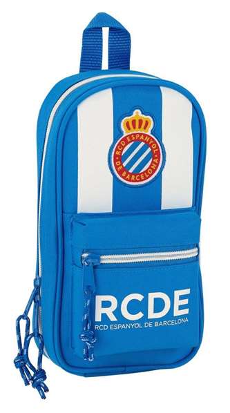 Safta Plumier Mochila avec 4 portefeuilles pleins en espagnol, 12 x 23 x 5 cm, blanc et bleu