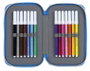 Safta - Plumier double poche 28 pièces avec règles en espagnol - 12,5 x 19,5 x 4 cm - en polyester 600D
